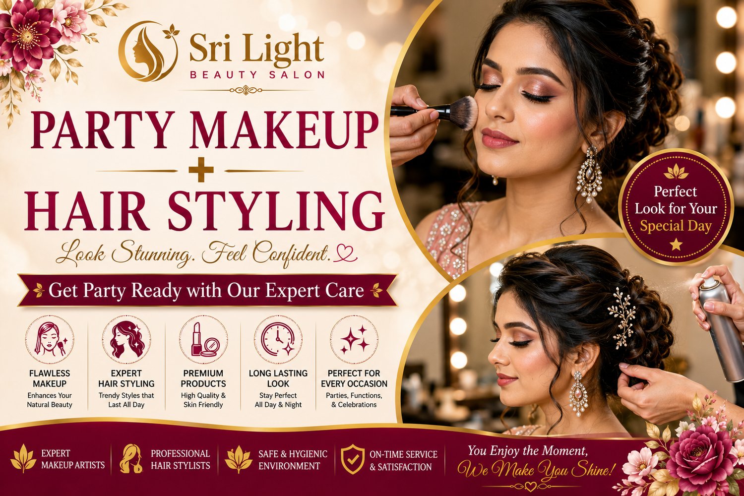 Party Makeup + Hair Styling Services